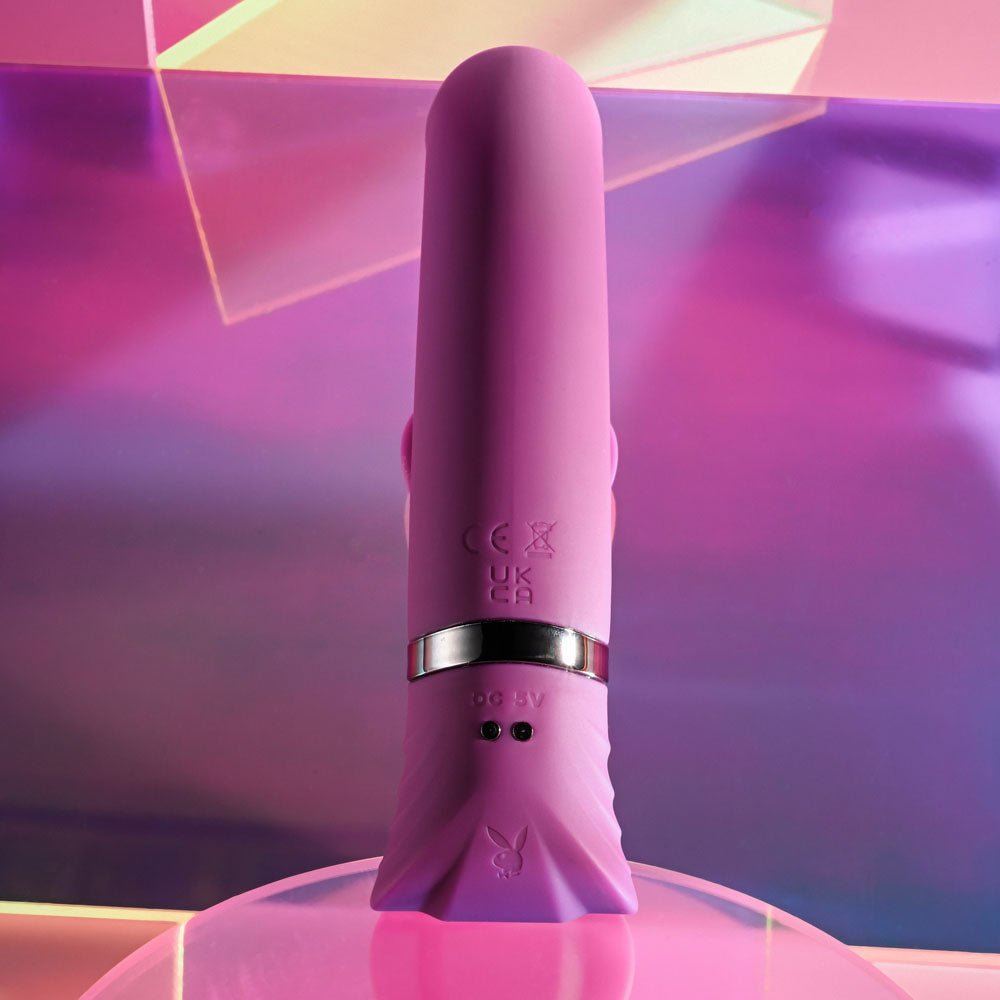 Playboy Pleasure TAP THAT - Purple 16.5 cm USB Rechargebale Rabbit Vibrator - silkandsin