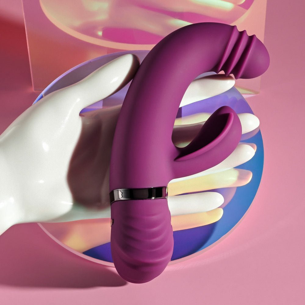 Playboy Pleasure TAP THAT - Purple 16.5 cm USB Rechargebale Rabbit Vibrator - silkandsin