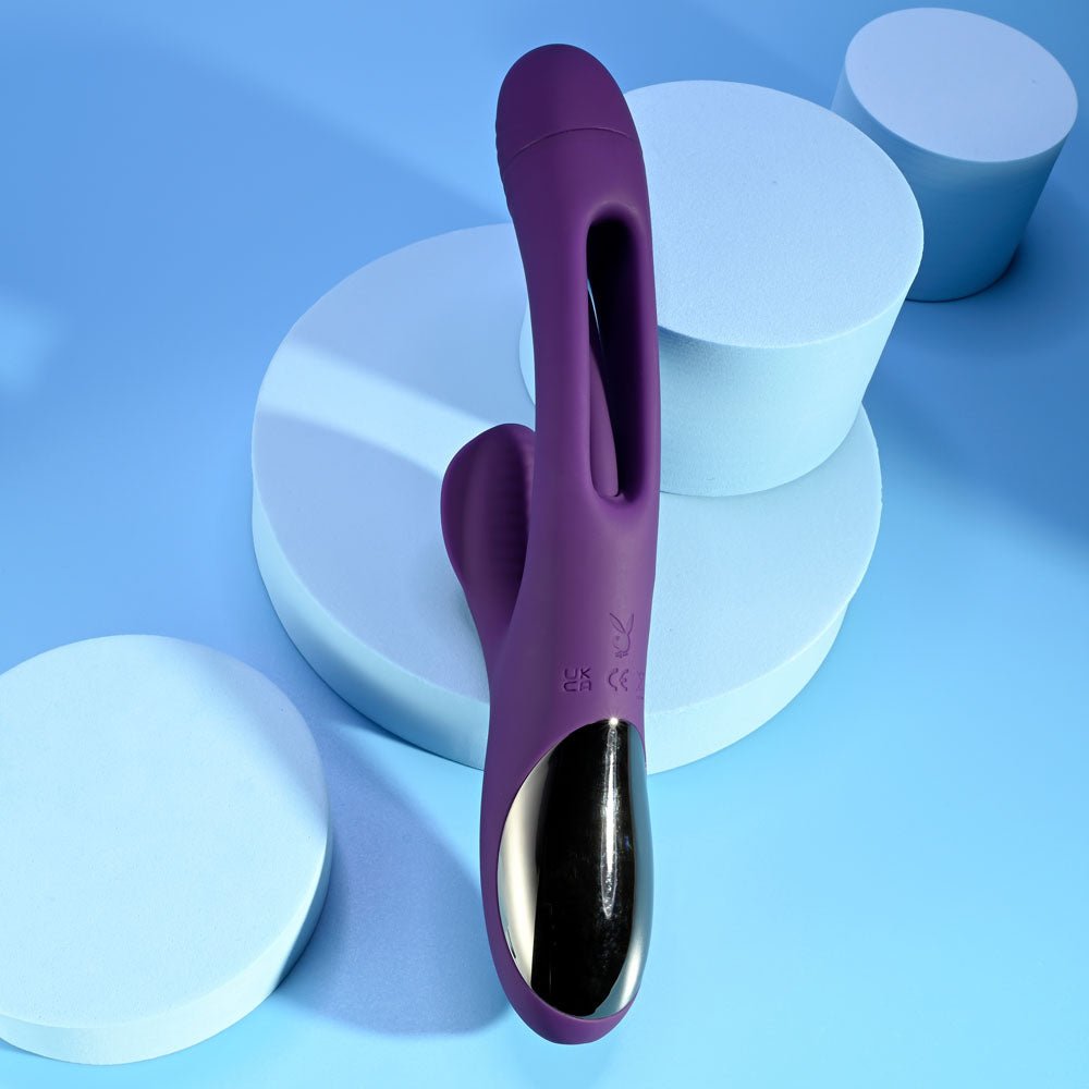 Playboy Pleasure THE THRILL - Purple 24.4 cm USB Rechargeable Rabbit Vibrator - silkandsin