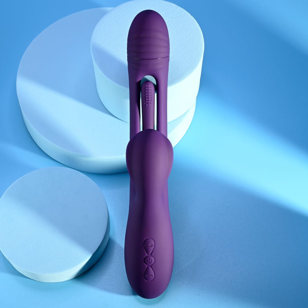 Playboy Pleasure THE THRILL - Purple 24.4 cm USB Rechargeable Rabbit Vibrator - silkandsin