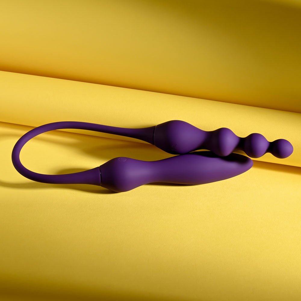 Playboy Pleasure THIS & THAT - Purple 60 cm USB Rechargeable Flexible Dual Ended Vibrator - silkandsin