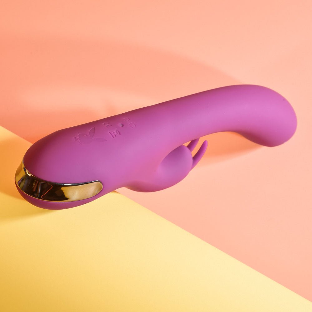 Playboy Pleasure THUMPER - Purple 21.9 cm USB Rechargeable Rabbit Vibrator - silkandsin