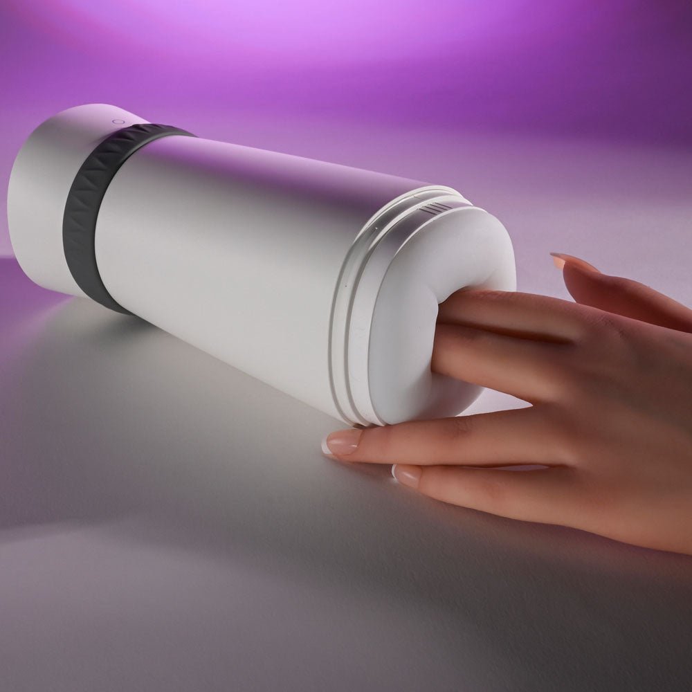 Playboy Pleasure TWIST & STROKE - White USB Rechargeable Heating Stroker with UV Cleaning - silkandsin