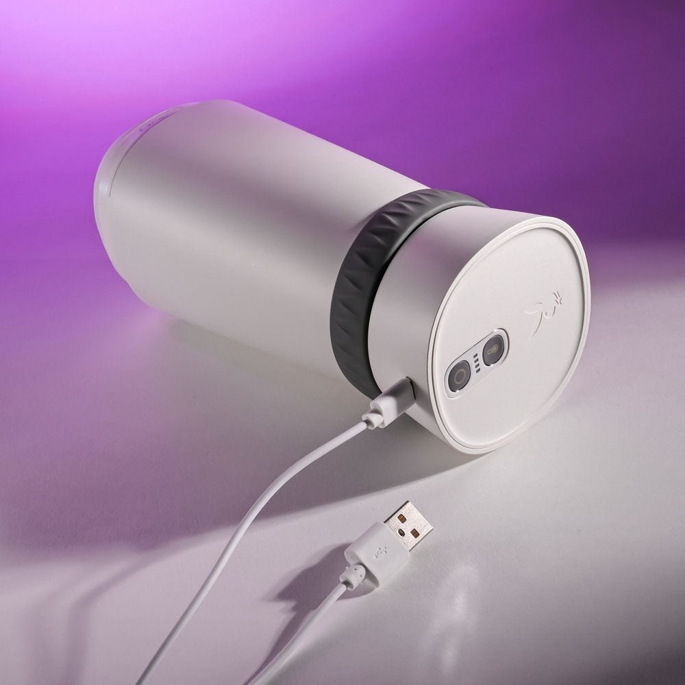 Playboy Pleasure TWIST & STROKE - White USB Rechargeable Heating Stroker with UV Cleaning - silkandsin