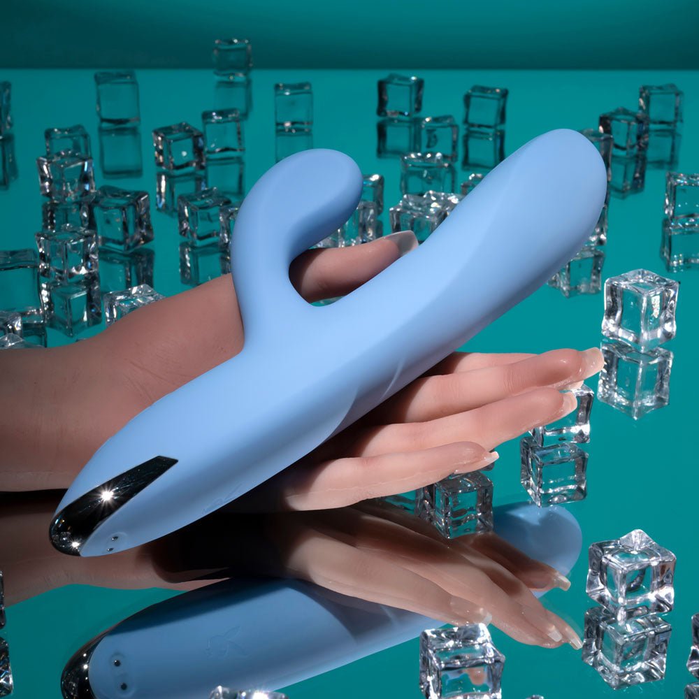 Playboy Pleasure UP AND AWAY - Blue 26.7 cm USB Rechargeable Rabbit Vibrator - silkandsin