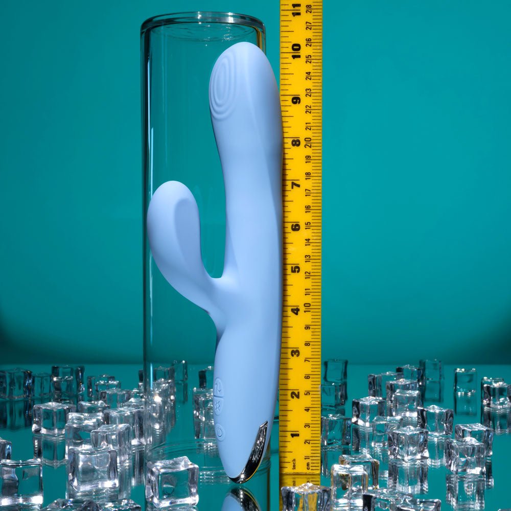 Playboy Pleasure UP AND AWAY - Blue 26.7 cm USB Rechargeable Rabbit Vibrator - silkandsin