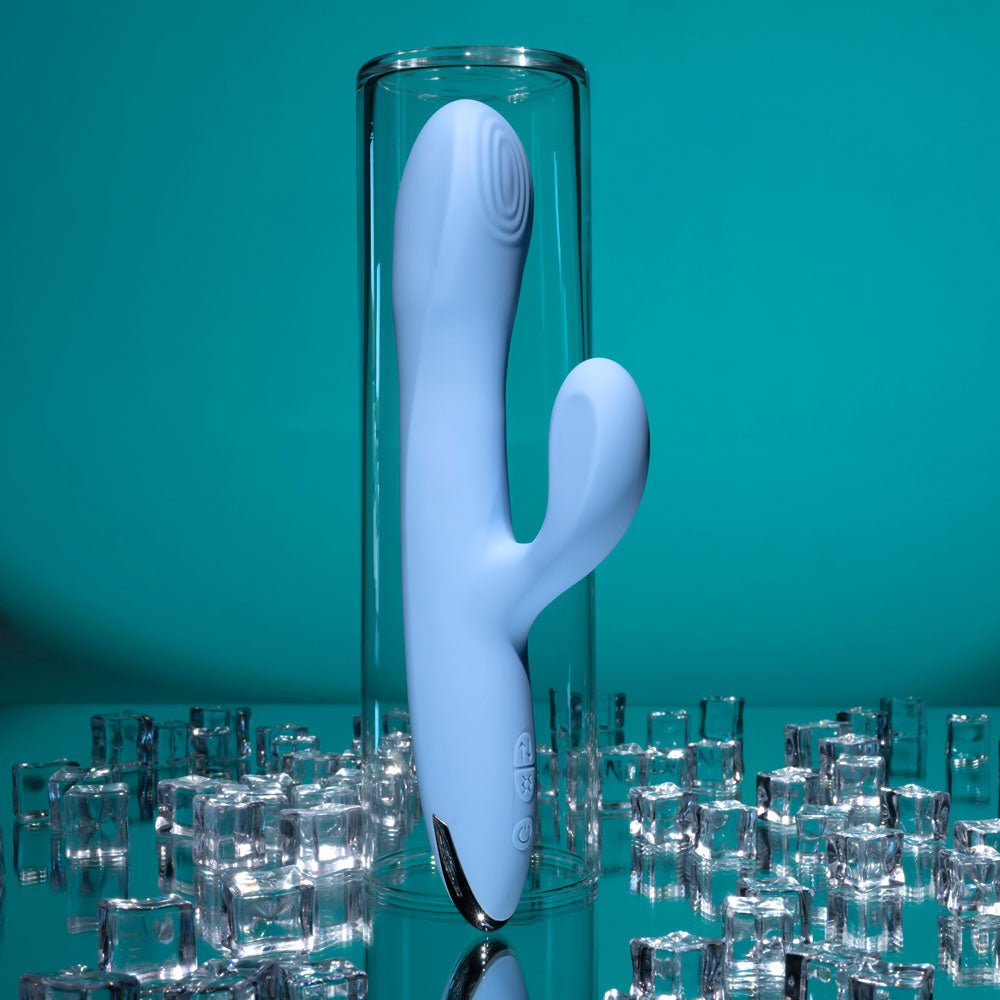Playboy Pleasure UP AND AWAY - Blue 26.7 cm USB Rechargeable Rabbit Vibrator - silkandsin