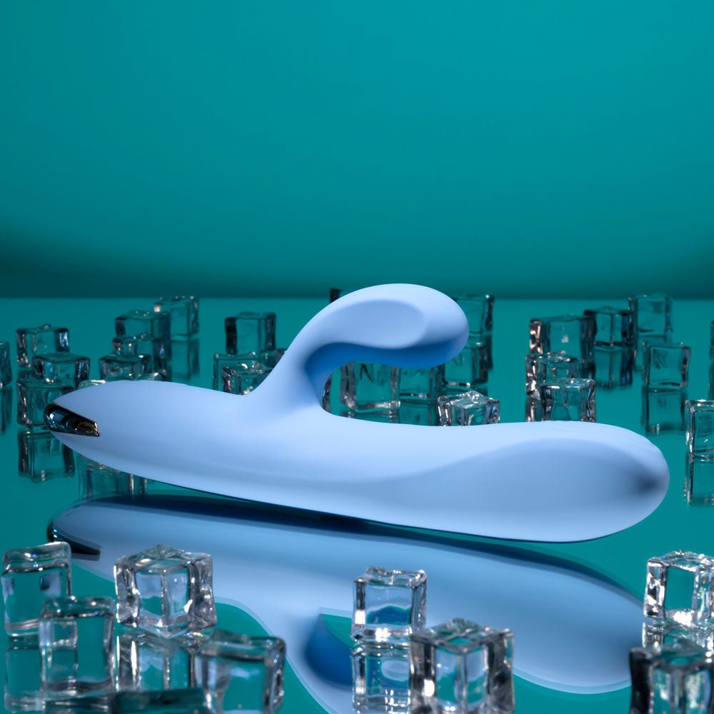 Playboy Pleasure UP AND AWAY - Blue 26.7 cm USB Rechargeable Rabbit Vibrator - silkandsin