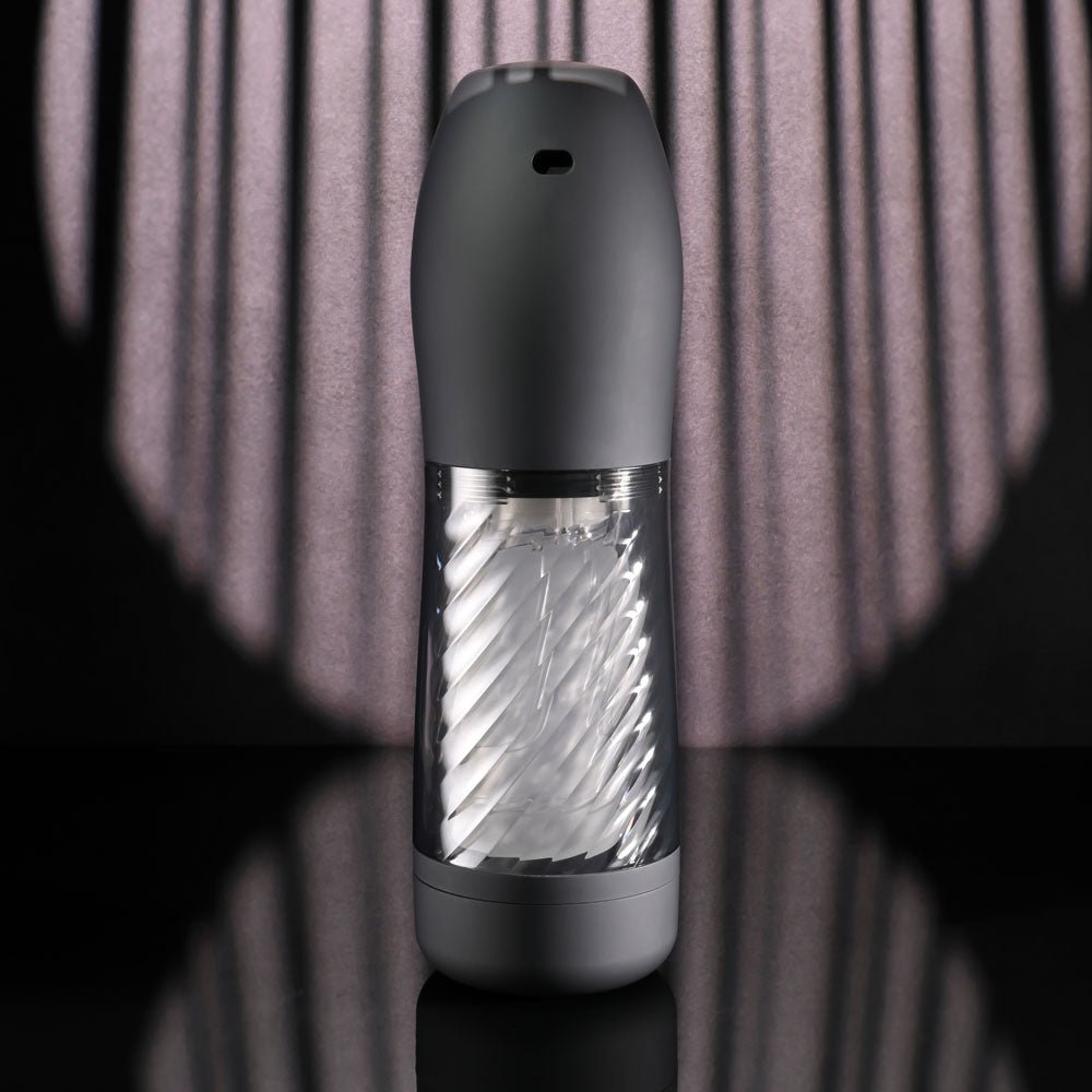 Playboy Pleasure WHIRLWIND - Clear USB Rechargeable Thrusting and Spinning Auto Stroker - silkandsin