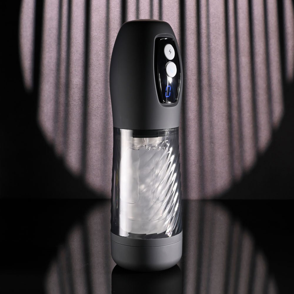 Playboy Pleasure WHIRLWIND - Clear USB Rechargeable Thrusting and Spinning Auto Stroker - silkandsin