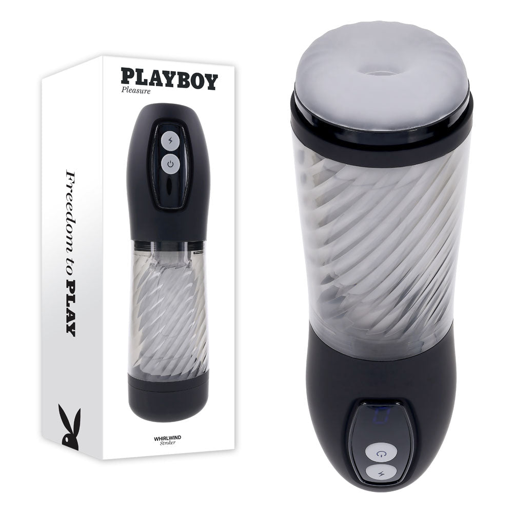 Playboy Pleasure WHIRLWIND - Clear USB Rechargeable Thrusting and Spinning Auto Stroker - silkandsin