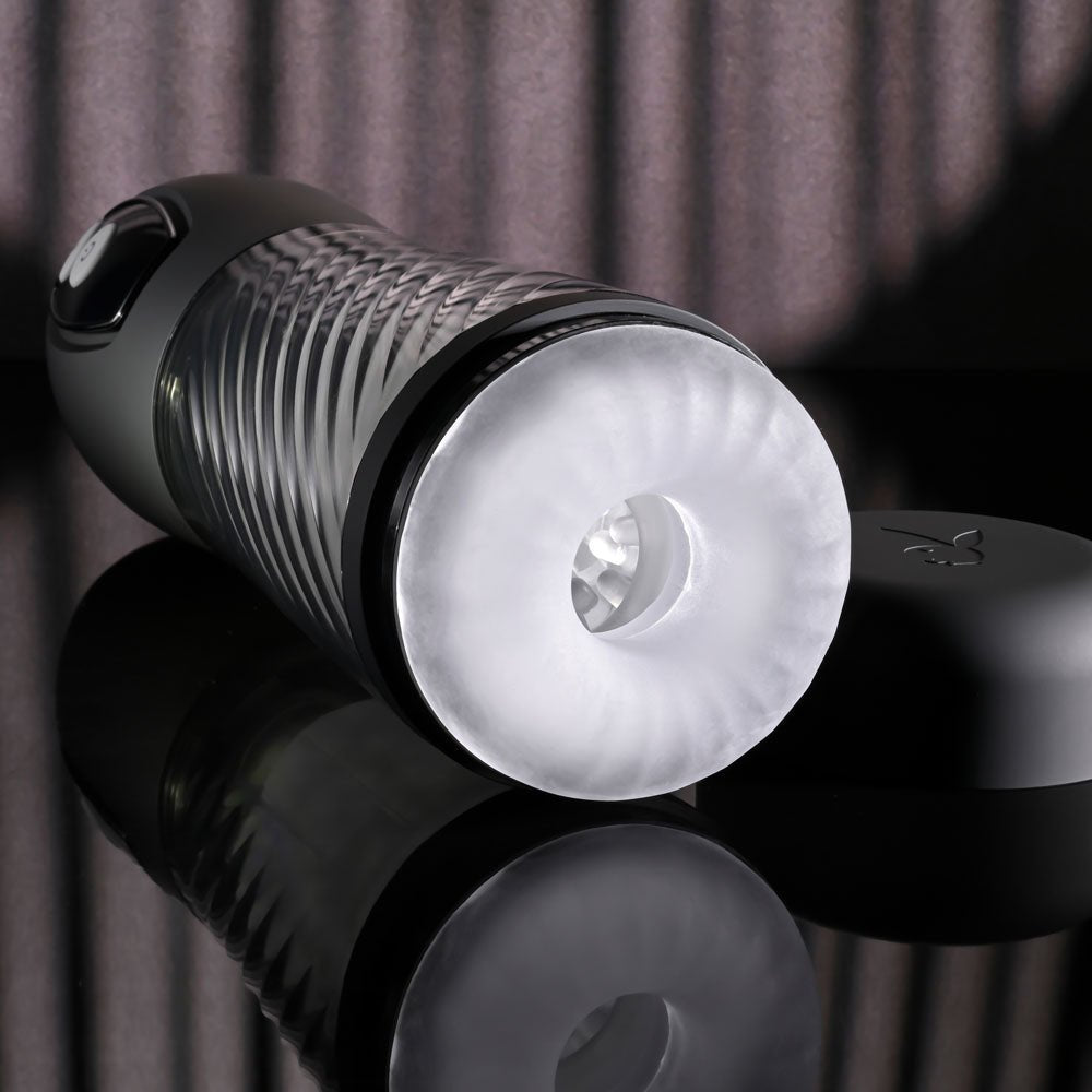 Playboy Pleasure WHIRLWIND - Clear USB Rechargeable Thrusting and Spinning Auto Stroker - silkandsin