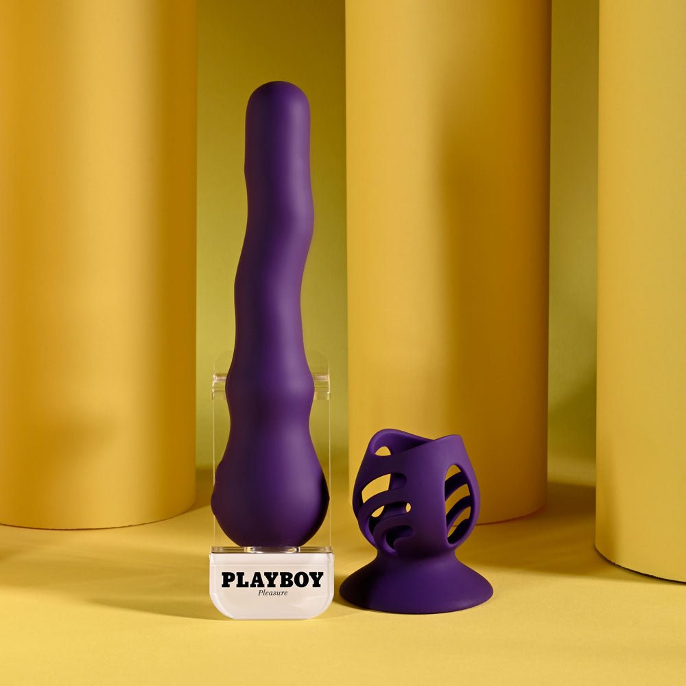 Playboy Pleasure WIGGLE IT - Purple 23.9 cm USB Rechargeable Wiggling Vibrator - silkandsin