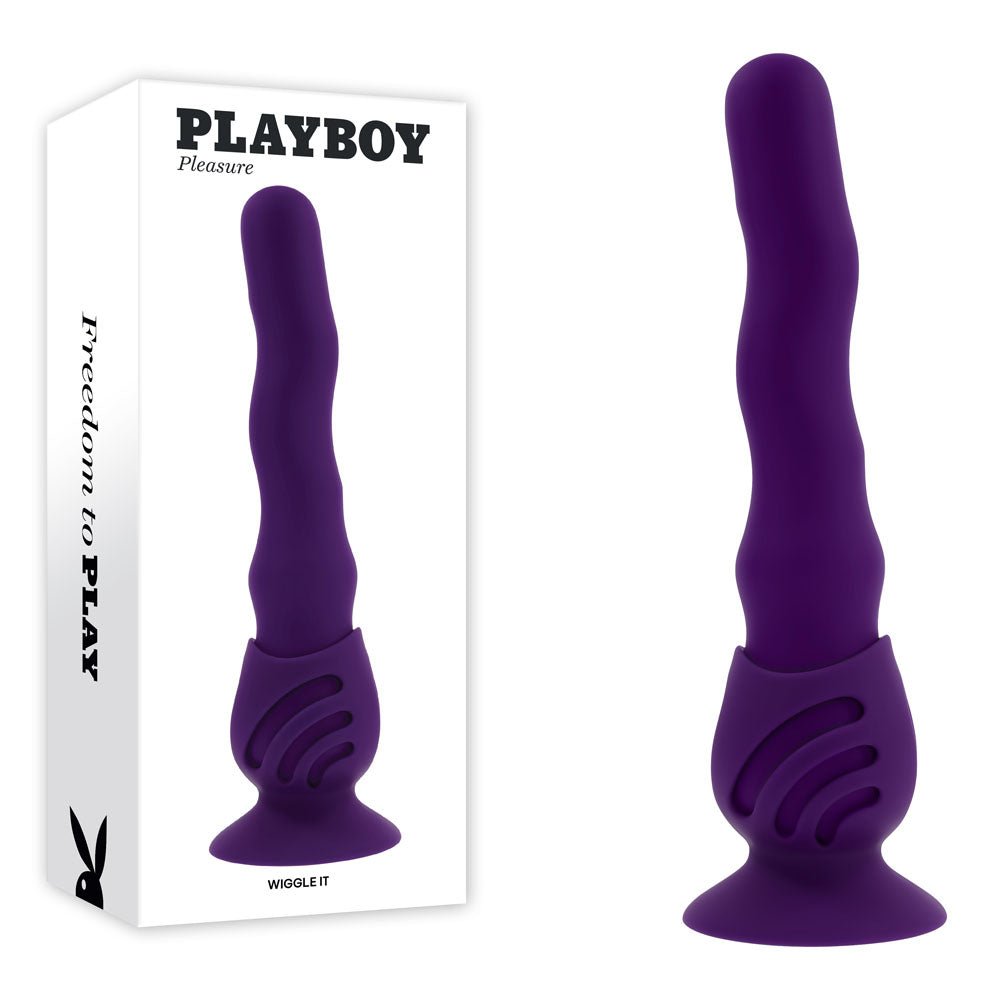Playboy Pleasure WIGGLE IT - Purple 23.9 cm USB Rechargeable Wiggling Vibrator - silkandsin
