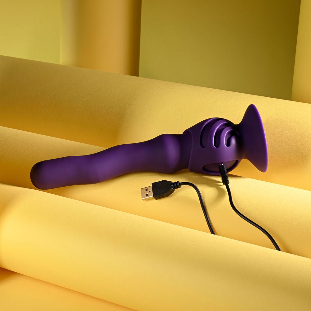 Playboy Pleasure WIGGLE IT - Purple 23.9 cm USB Rechargeable Wiggling Vibrator - silkandsin