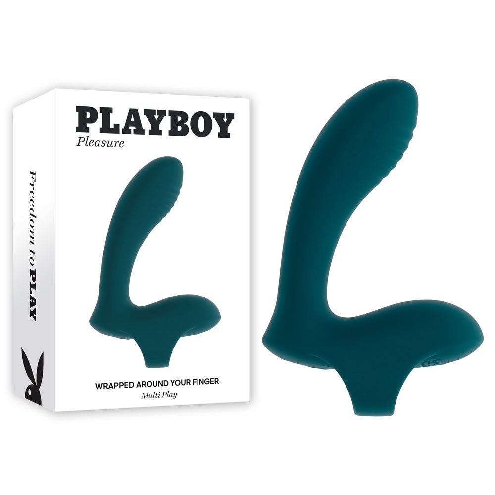 Playboy Pleasure WRAPPED AROUND YOUR FINGER - Green USB Rechargeable Finger Stimulator - silkandsin