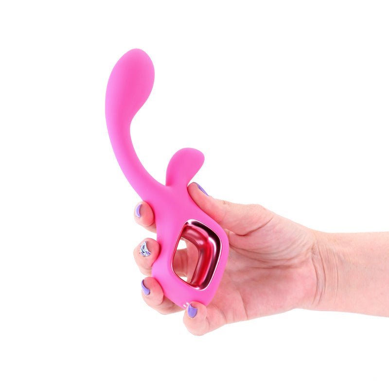Pretty in Pink Velvet - Pink - Pink 18.7 cm USB Rechargeable Rabbit Vibrator - Silk and Sin