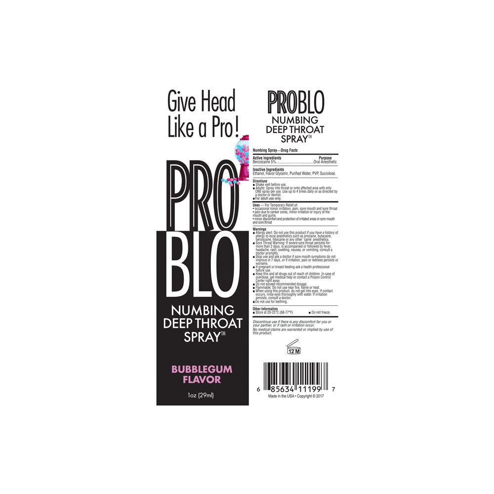 ProBlo Deep Throat Spray - Bubblegum - Bubblegum Flavoured Deep Throat Spray - 30 ml - silkandsin