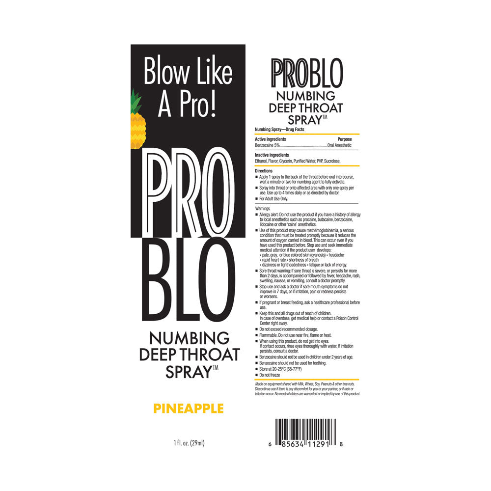 ProBlo Deep Throat Spray - Pineapple - Pineapple Flavoured Deep Throat Spray - 30 ml - Silk and Sin