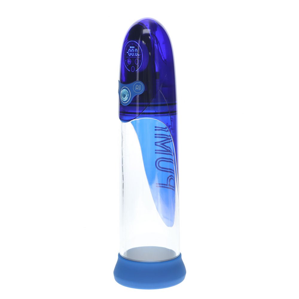 PUMPED Aqua - Pro Auto Pump - Blue - Blue/Clear USB Rechargeable AI - Enabled Submersible Auto Penis Pump - silkandsin