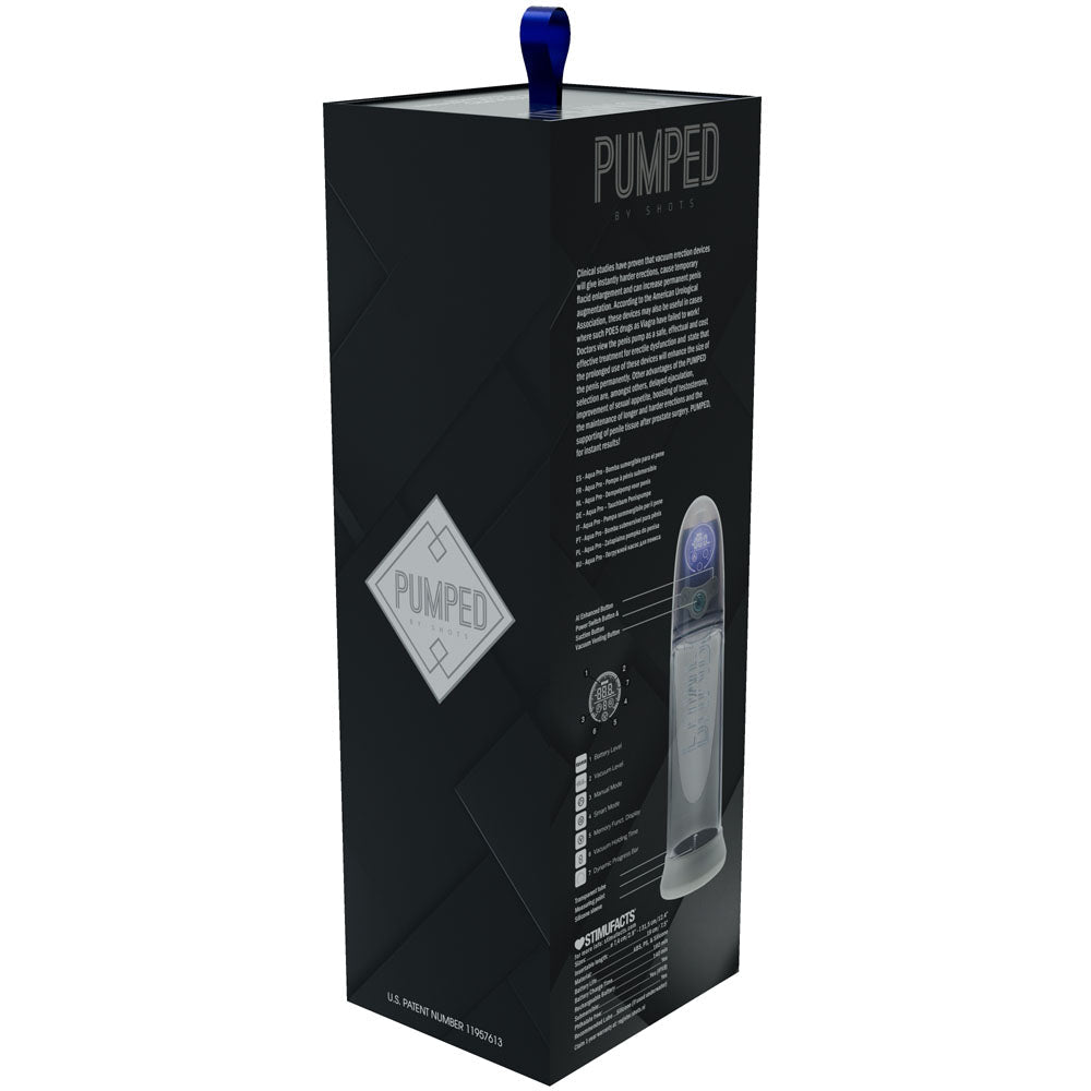 PUMPED Aqua - Pro Auto Pump - Grey - Grey/Clear USB Rechargeable AI - Enabled Submersible Auto Penis Pump - silkandsin