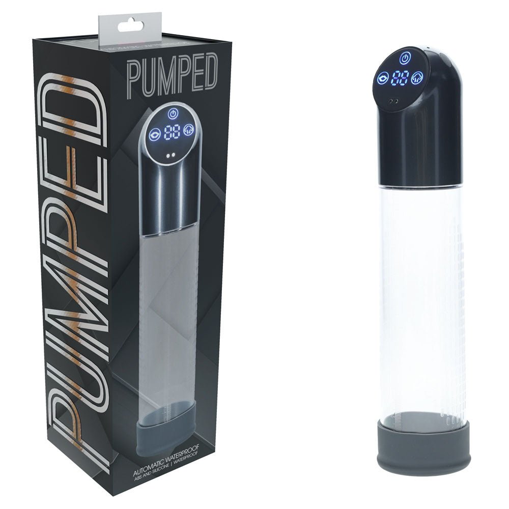 PUMPED Automatic Waterproof Pump - Gun Metal - Gunmetal/Clear USB Rechargeable Automatic Penis Pump - silkandsin