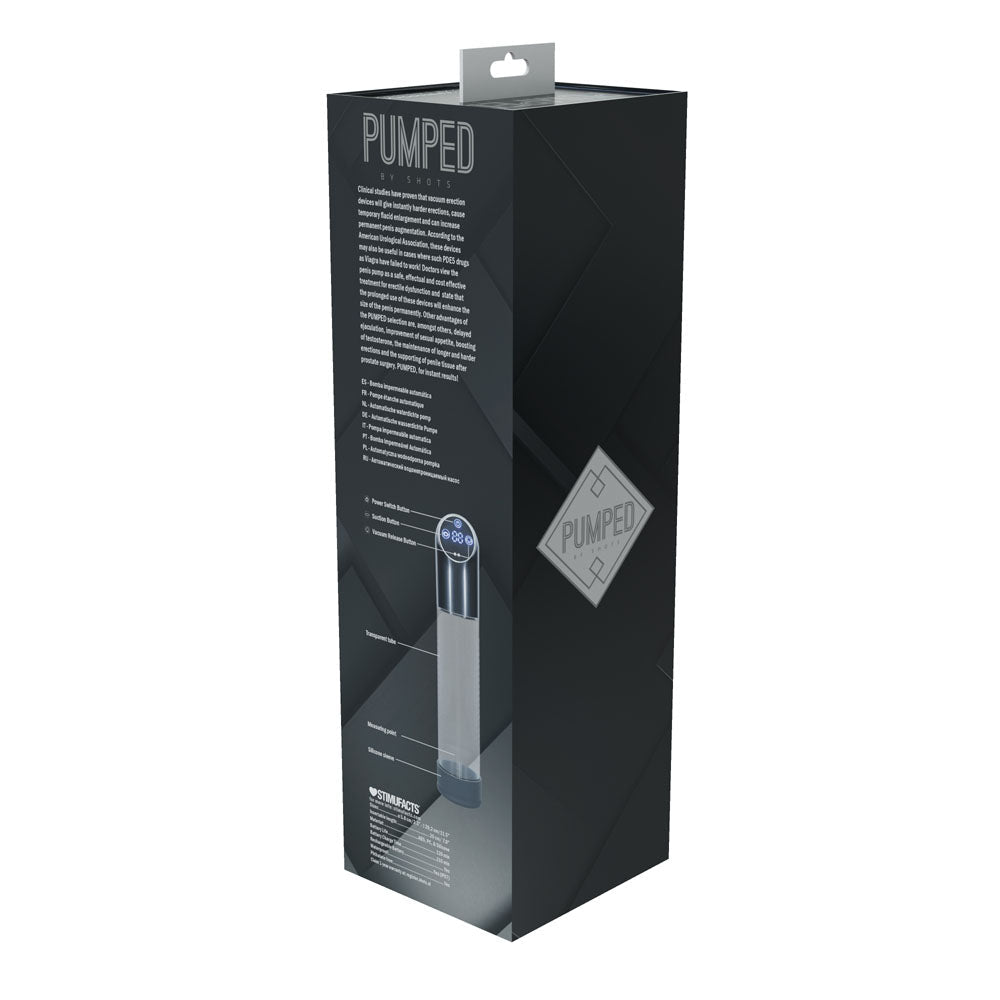 PUMPED Automatic Waterproof Pump - Gun Metal - Gunmetal/Clear USB Rechargeable Automatic Penis Pump - silkandsin