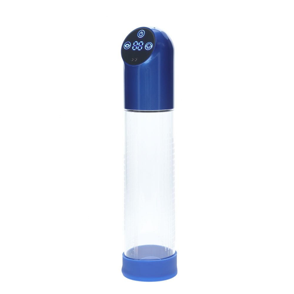 PUMPED Automatic Waterproof Pump - Metal Blue - Blue/Clear USB Rechargeable Automatic Penis Pump - silkandsin