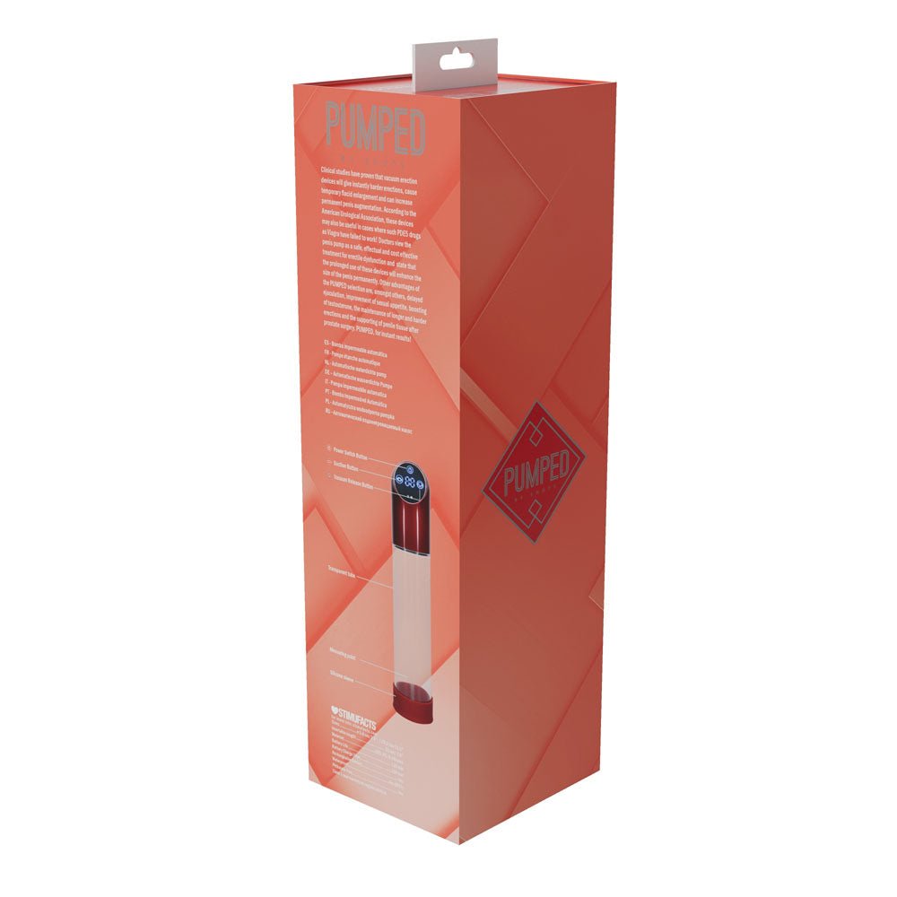 PUMPED Automatic Waterproof Pump - Metal Red - Red/Clear USB Rechargeable Automatic Penis Pump - silkandsin