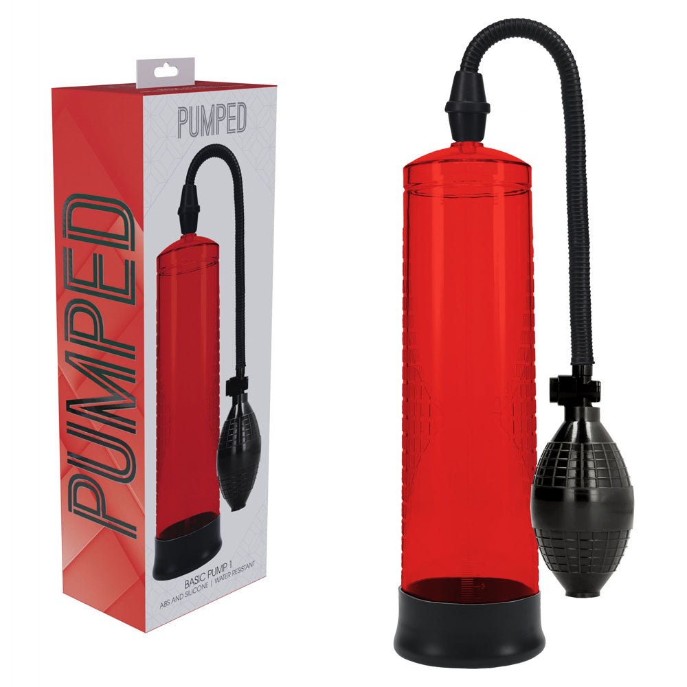 PUMPED Basic Pump 1 - Red - Red Penis Pump - silkandsin