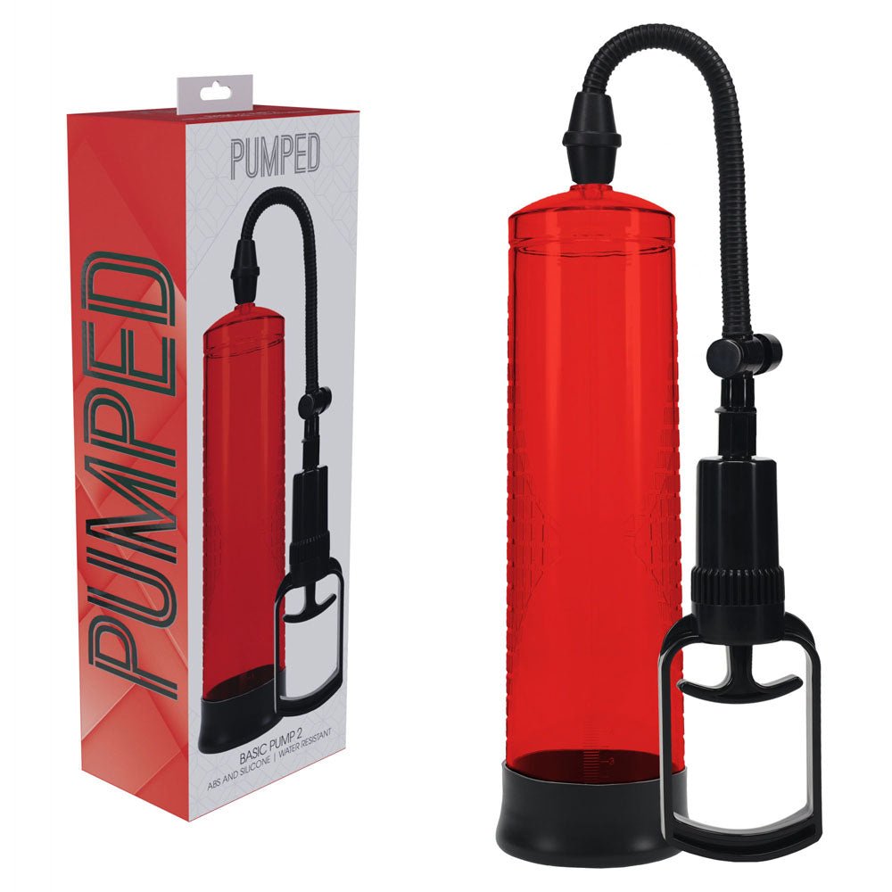 PUMPED Basic Pump 2 - Red - Red Penis Pump - silkandsin