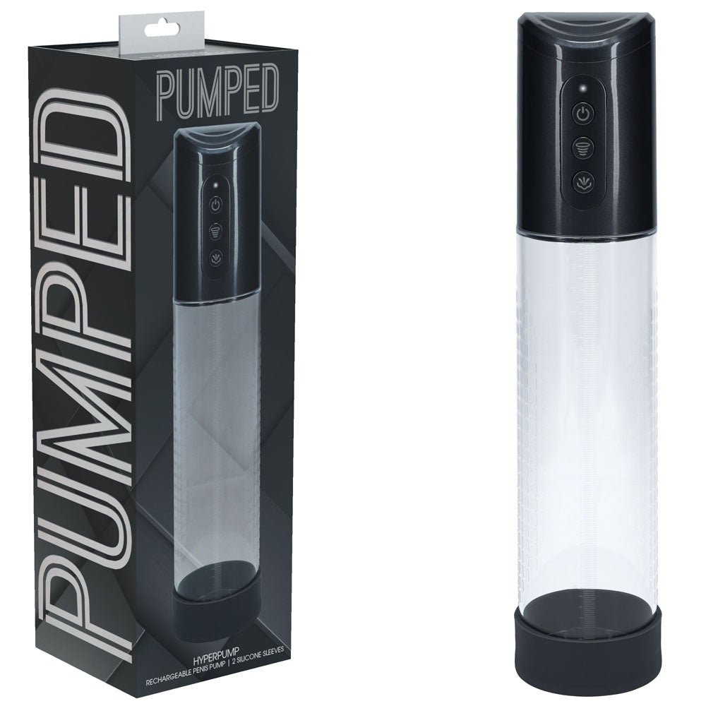 PUMPED Hyperpump Automatic Pump - Gunmetal - Gunmetal Grey USB Rechargeable Auto Penis Pump - silkandsin