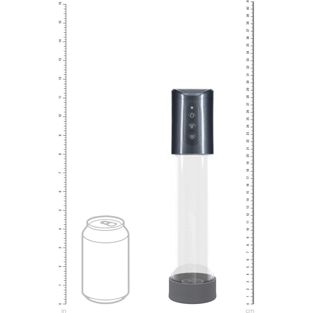PUMPED Hyperpump Automatic Pump - Gunmetal - Gunmetal Grey USB Rechargeable Auto Penis Pump - silkandsin