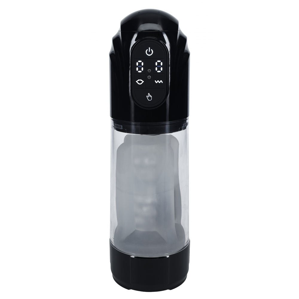 PUMPED TechnoThrust Auto Masturbator - Black/Clear USB Rechargeable Auto Maturbator - silkandsin
