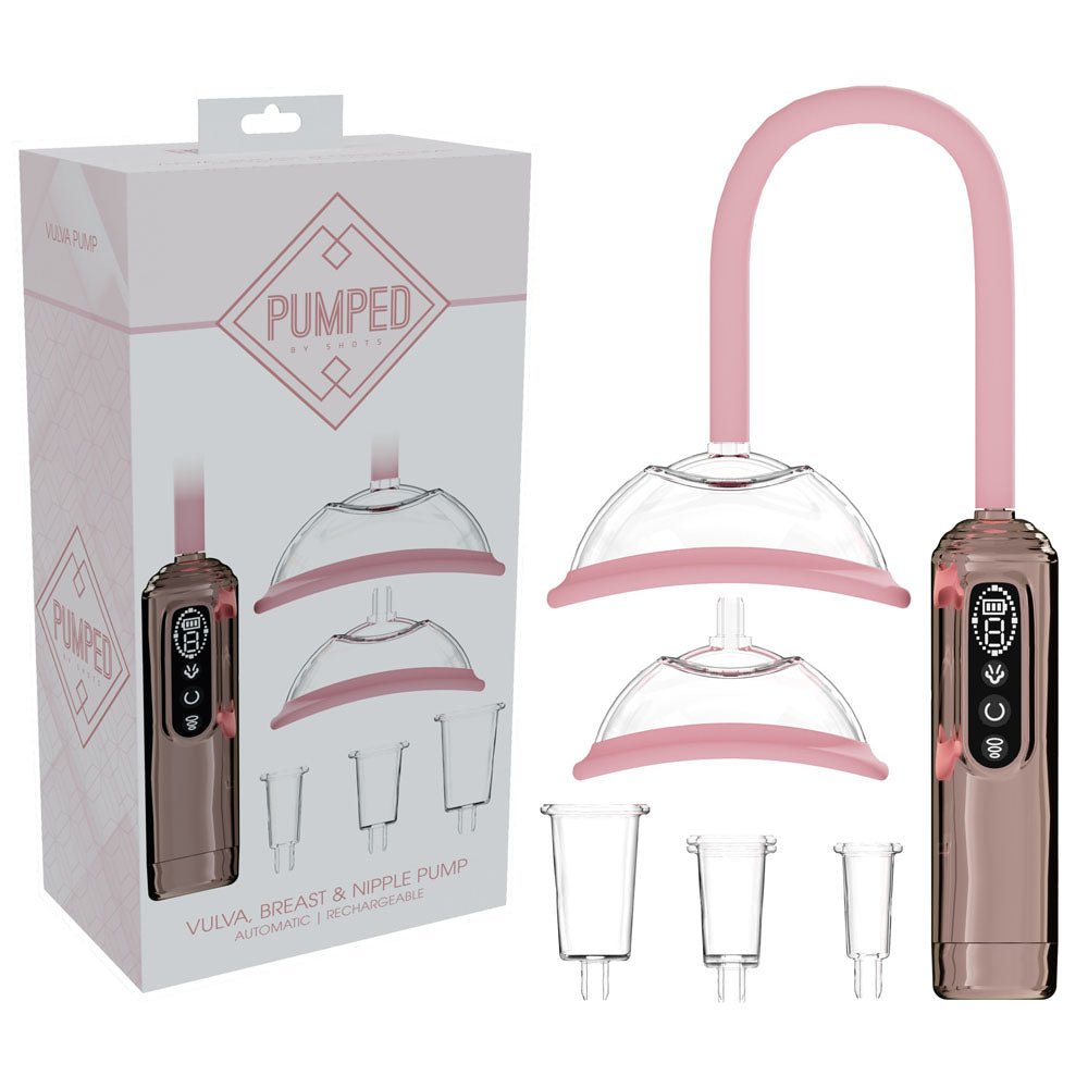 PUMPED Vulva, Breast & Nipple Pump - Rose Gold - Rose Gold USB Rechargeable Ladies Pump Set - Silk and Sin