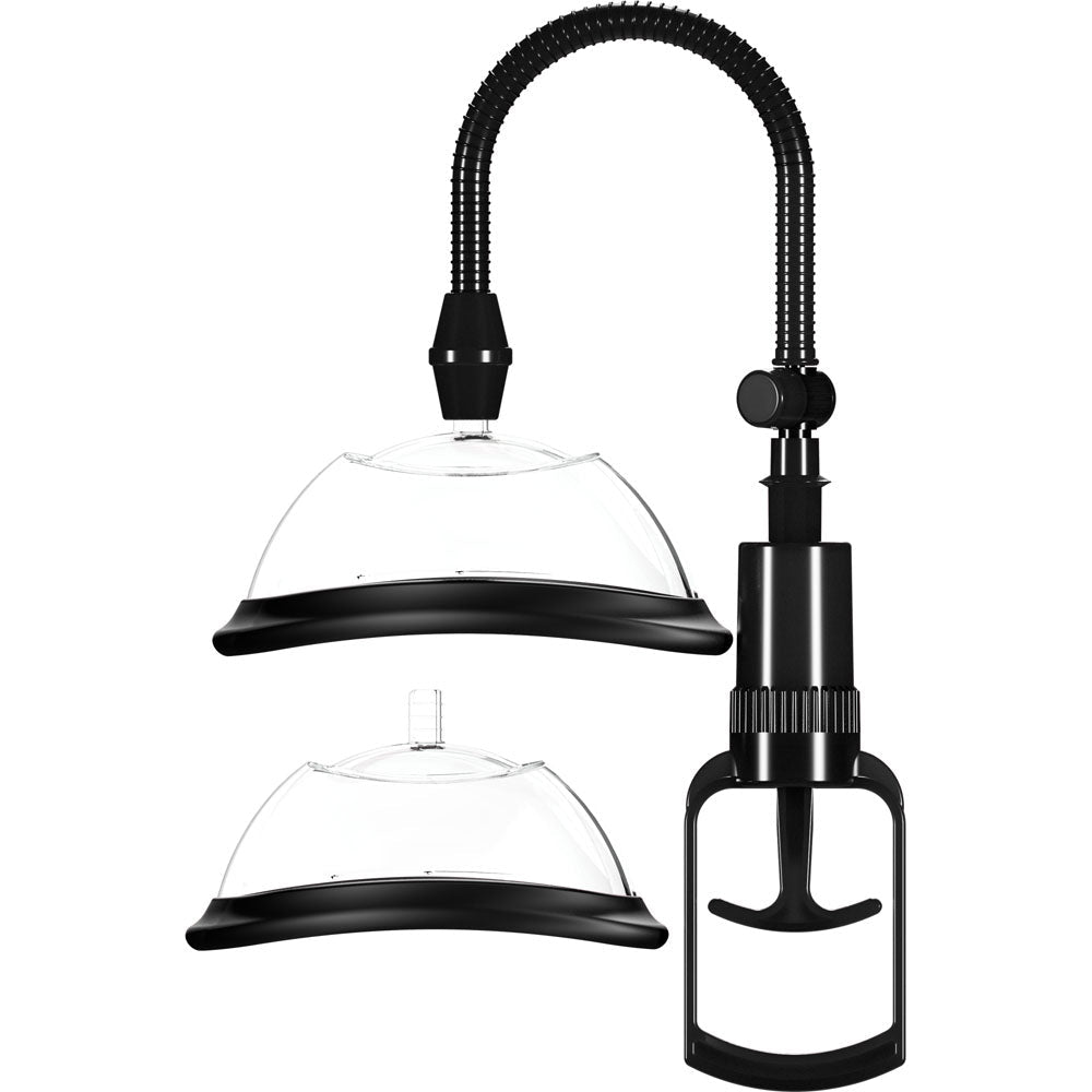 Pumped Vulva Pump - Black - Black Vagina Pump with 2 Cups - Silk and Sin