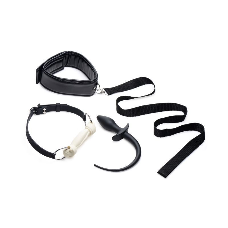 Puppy Play Set incl Gag, Plug and Collar Black - Silk and Sin