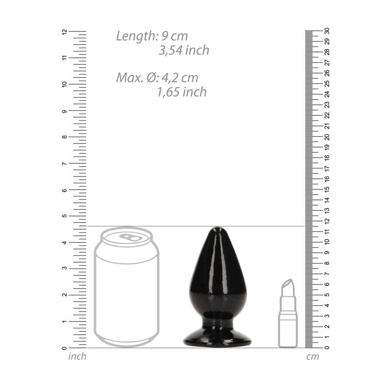 REALROCK 11.5 cm Anal Plug - Black - Black 11.5 cm (4.5'') Butt Plug - silkandsin