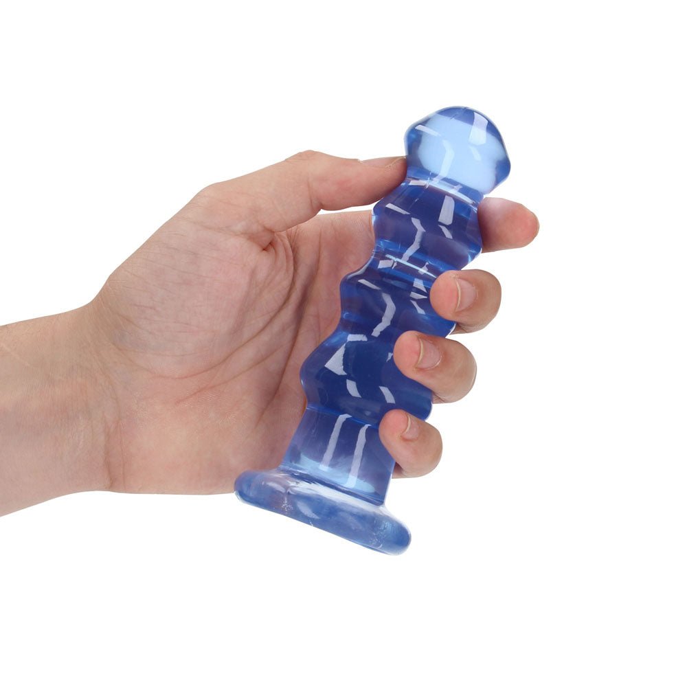 REALROCK 14 cm Curvy Anal Plug - Blue - Blue 14 cm (4.5'') Butt Plug - Silk and Sin