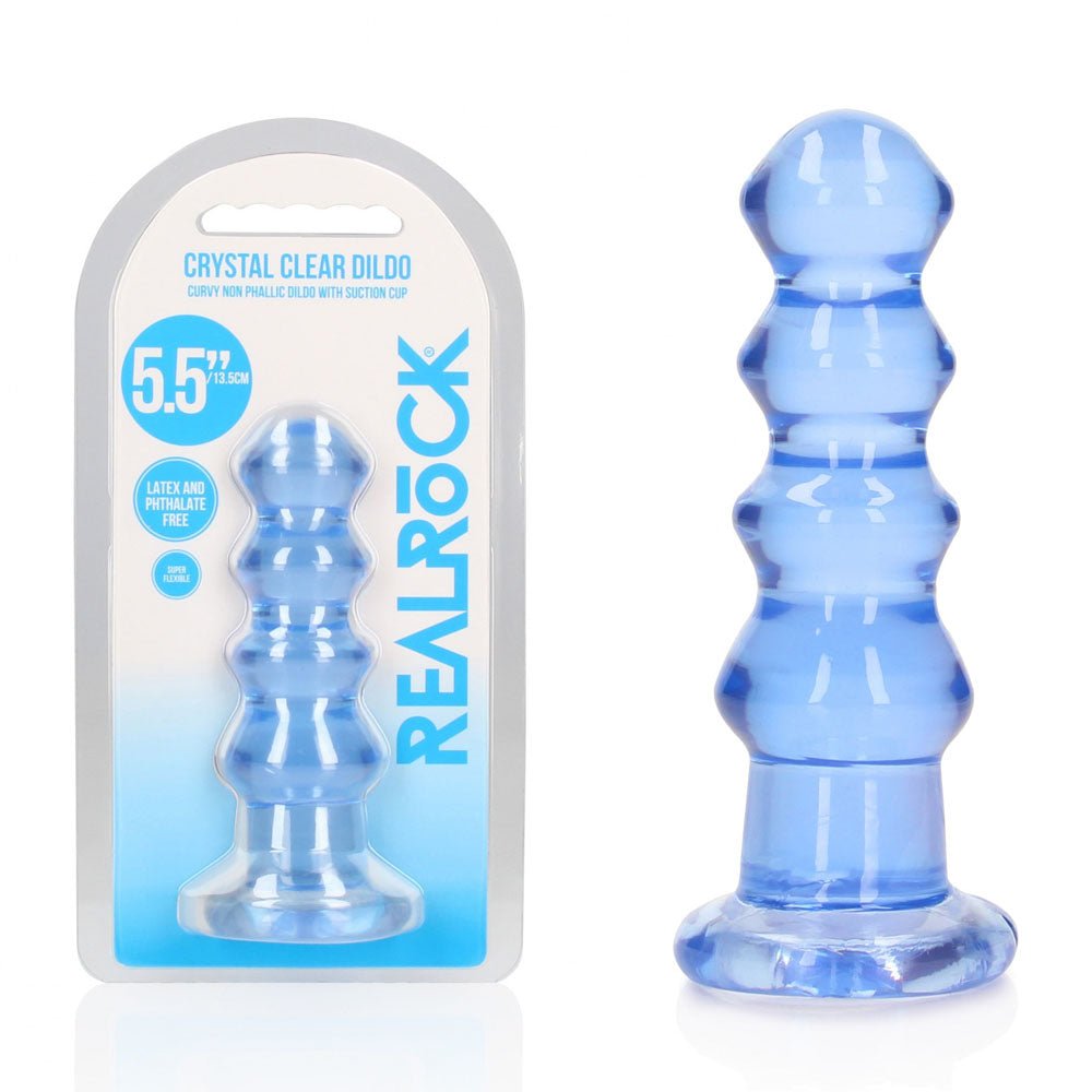 REALROCK 14 cm Curvy Anal Plug - Blue - Blue 14 cm (4.5'') Butt Plug - Silk and Sin