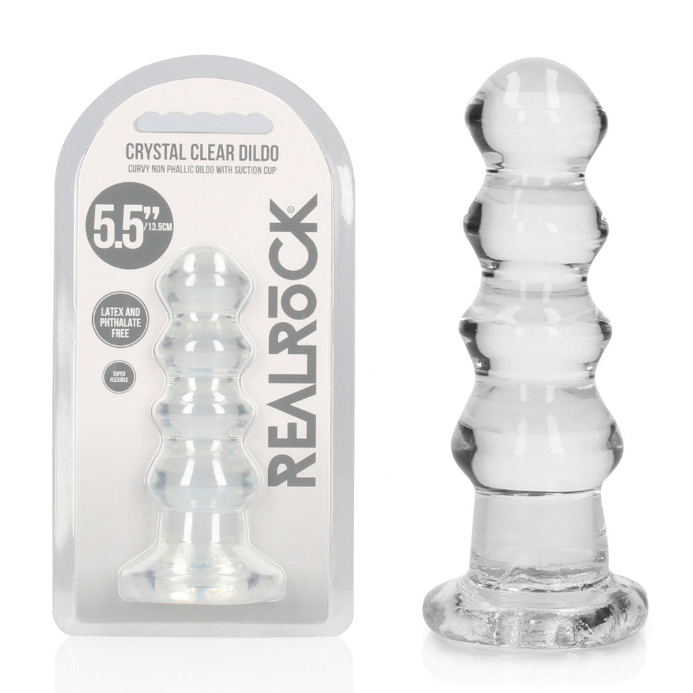 REALROCK 14 cm Curvy Anal Plug - Transparent - Clear 14 cm (4.5'') Butt Plug - Silk and Sin