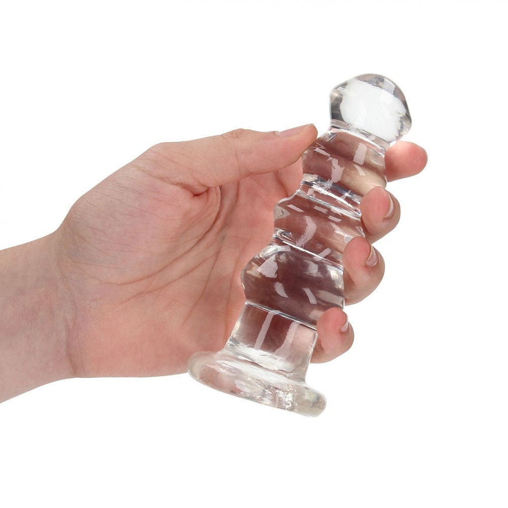 REALROCK 14 cm Curvy Anal Plug - Transparent - Clear 14 cm (4.5'') Butt Plug - Silk and Sin