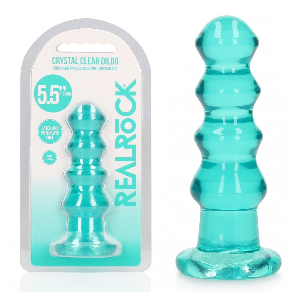 REALROCK 14 cm Curvy Anal Plug - Turquoise - Turquoise 14 cm (4.5'') Butt Plug - Silk and Sin