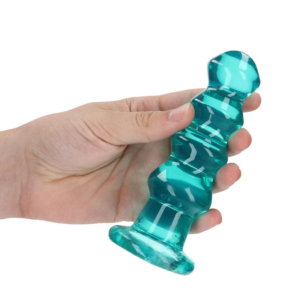 REALROCK 14 cm Curvy Anal Plug - Turquoise - Turquoise 14 cm (4.5'') Butt Plug - Silk and Sin