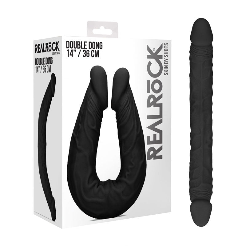 REALROCK 14'' Double Dildo - Black 36 cm Double Dong - silkandsin