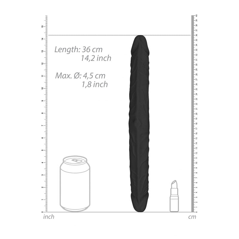 REALROCK 14'' Double Dildo - Black 36 cm Double Dong - silkandsin