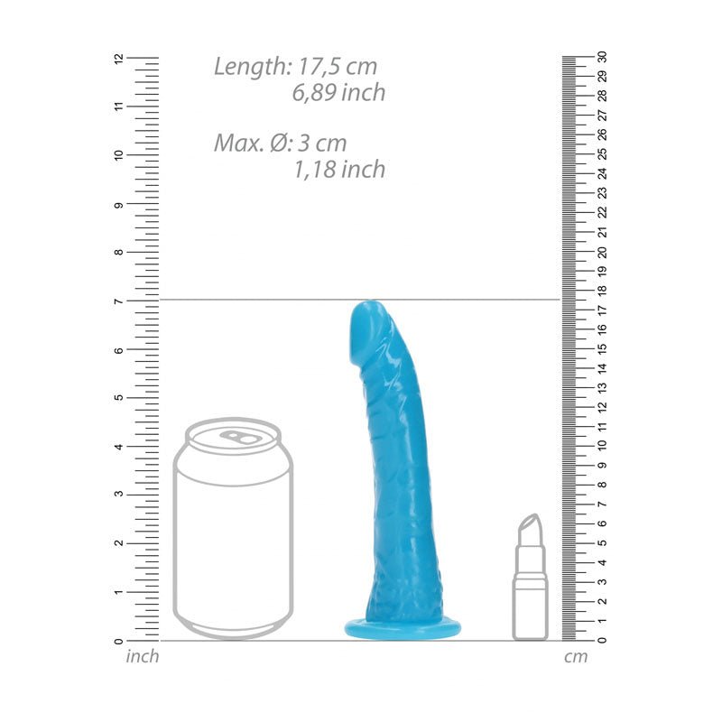 REALROCK 15.5 cm Slim Glow in the Dark Neon - Blue - Glow in Dark Blue 15.5 cm (6'') Dong - silkandsin