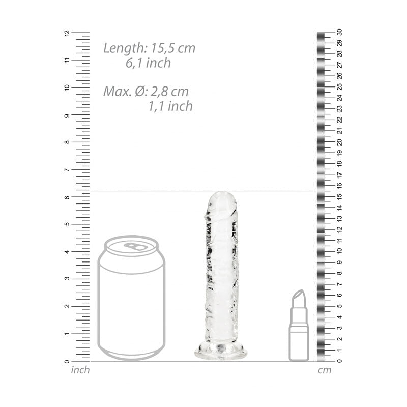 REALROCK 15.5 cm Straight Dildo - Clear - Clear 15.5 cm (6'') Dong - silkandsin