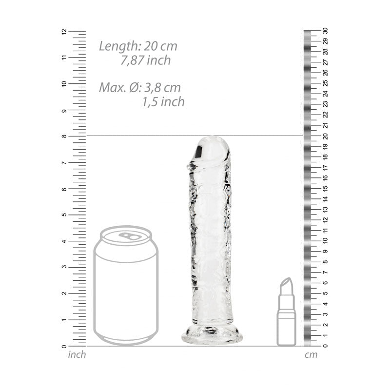 REALROCK 18 cm Straight Dildo - Clear - Clear 18 cm (7'') Dong - silkandsin