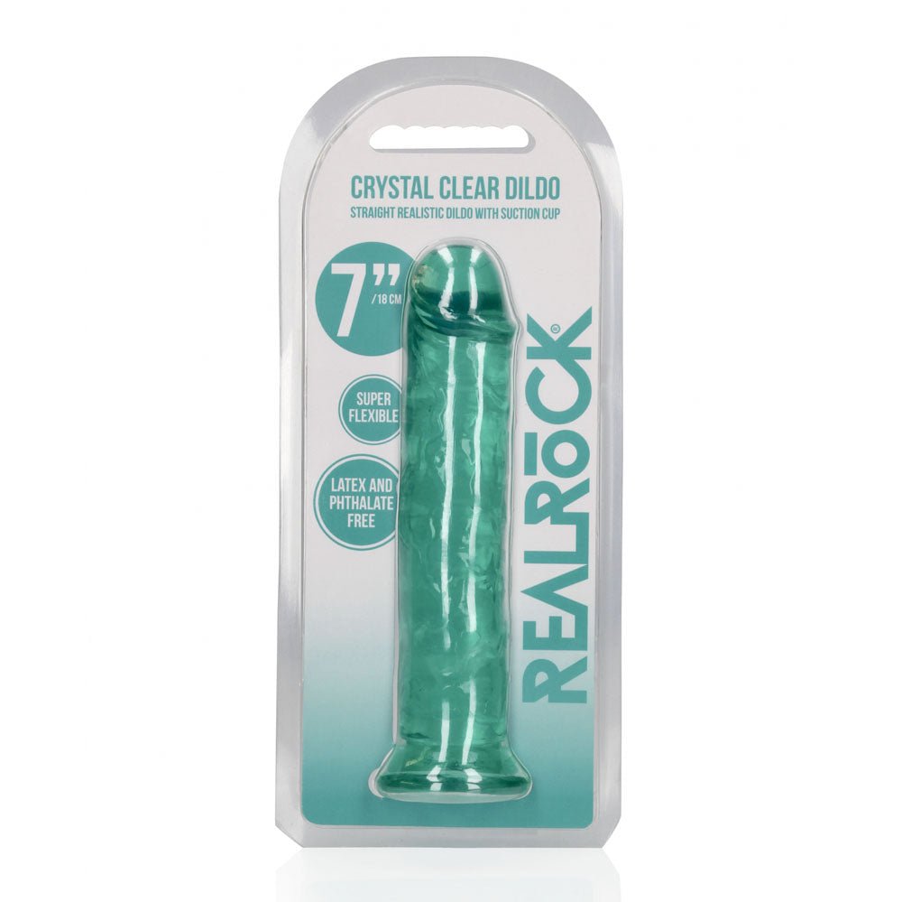 REALROCK 18 cm Straight Dildo - Turquoise - Turquoise 18 cm (7'') Dong - silkandsin